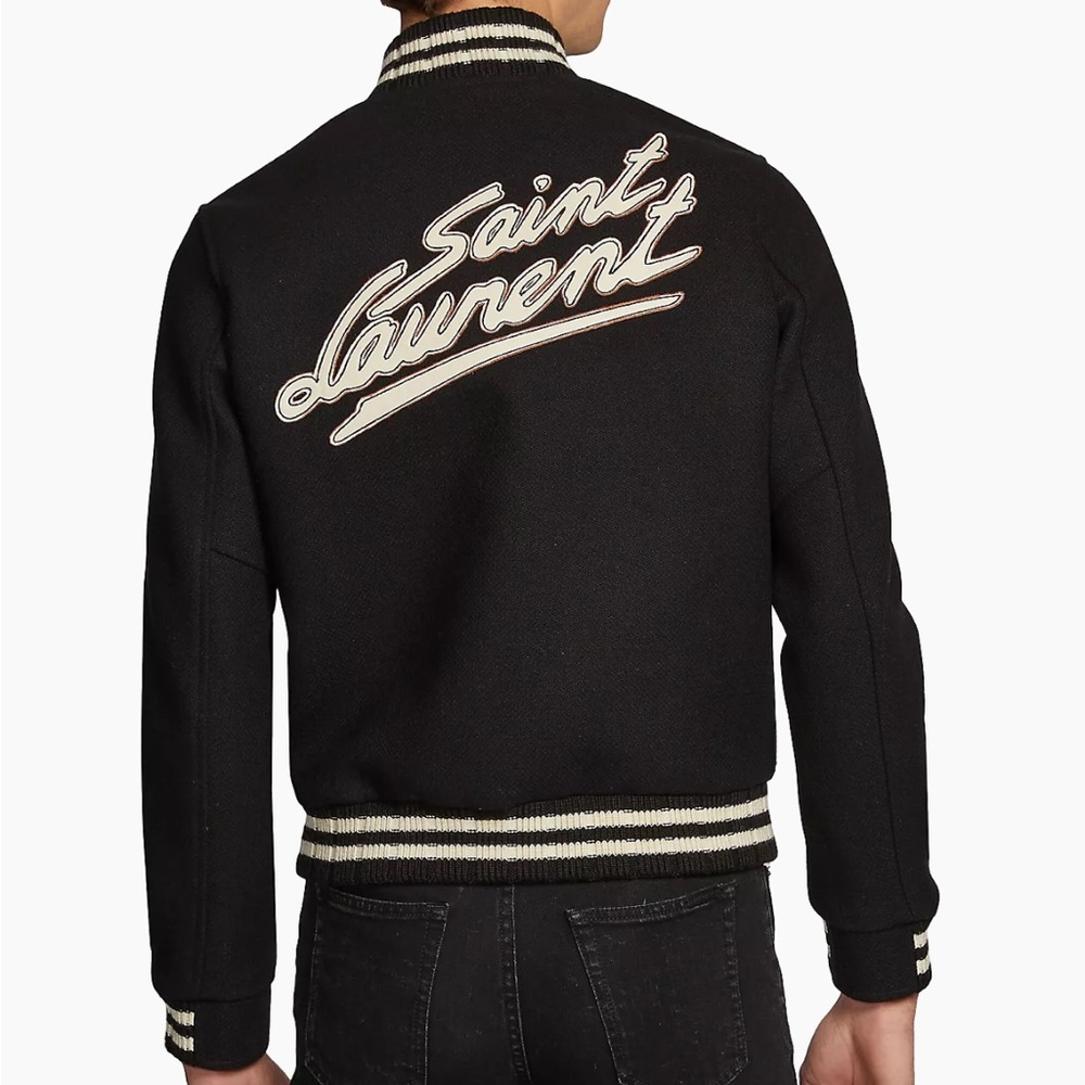 Saint Laurent Teddy College Varsity Jacket